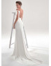 Off Shoulder Ivory Georgette Illusion Back Wedding Dress